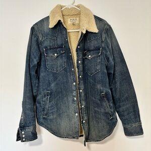Polo Ralph Lauren Dark Blue Denim Jacket with Cream Shearling
